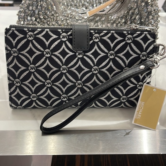 Michael Kors Jet Set Travel Large Double-Zip Wristlet-Wallet-PhoneHolder Black - Picture 4 of 16